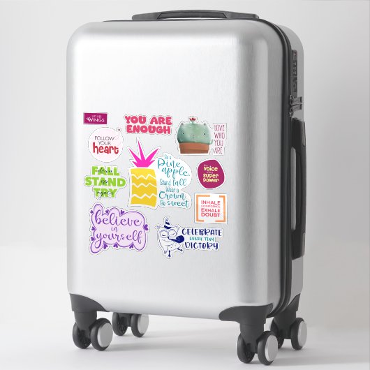 Stickers d'Affirmation Vinyle Coupé Sur Mesure (Sur valise)