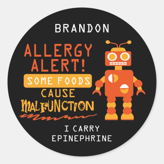 Stickers d'alerte d'allergie alimentaire Orange Ro (Devant)