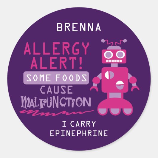 Stickers d'alerte d'allergie alimentaire Robot ros (Devant)