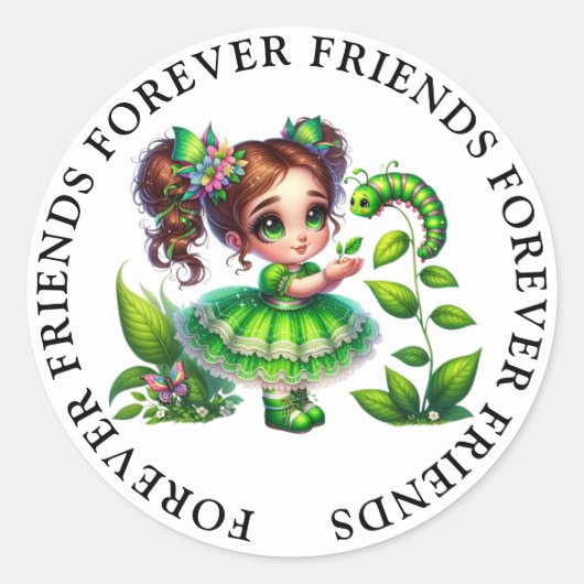 Stickers d'amitié fille mignonne (Devant)