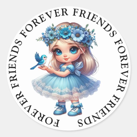 Stickers d'amitié fille mignonne (Devant)