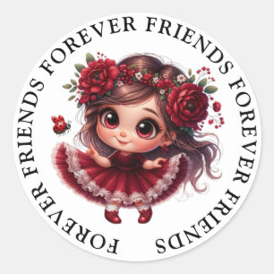 Stickers d'amitié fille mignonne