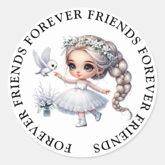 Stickers d'amitié fille mignonne (Devant)