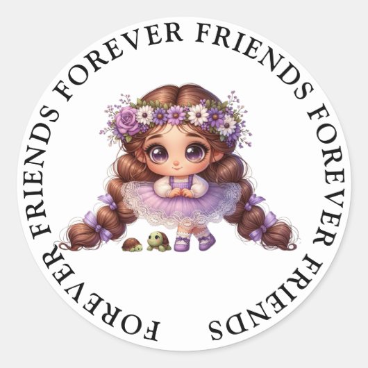 Stickers d'amitié fille mignonne (Devant)