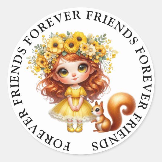 Stickers d'amitié fille mignonne (Devant)