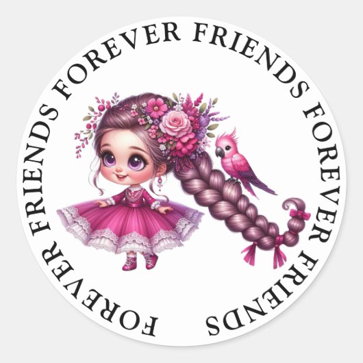 Stickers d'amitié fille mignonne (Devant)