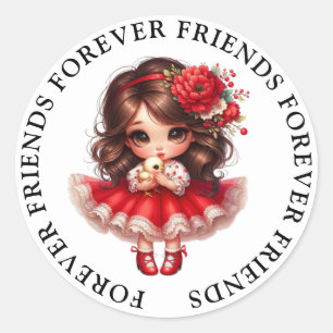 Stickers d'amitié fille mignonne