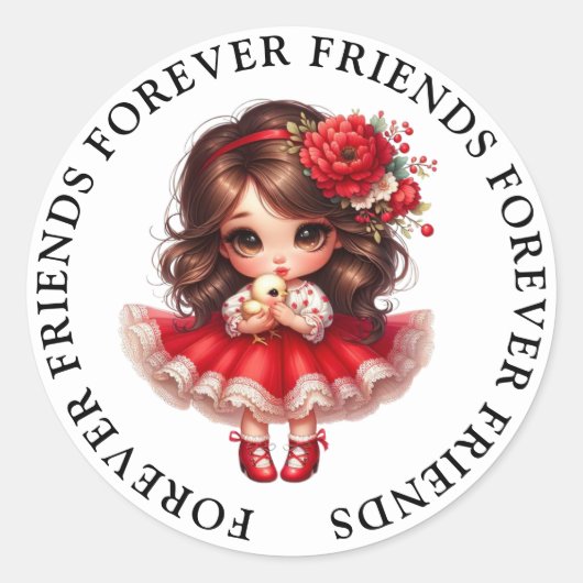Stickers d'amitié fille mignonne (Devant)