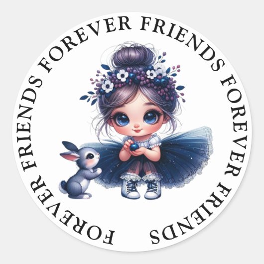 Stickers d'amitié fille mignonne (Devant)