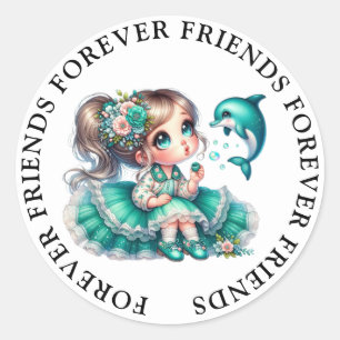 Stickers d'amitié fille mignonne
