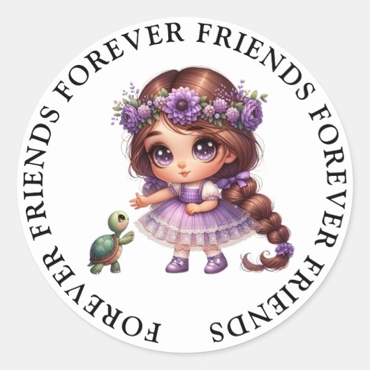 Stickers d'amitié fille mignonne (Devant)