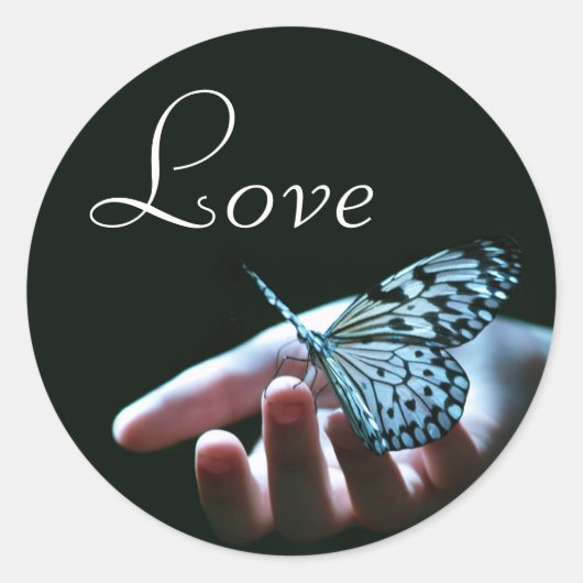 stickers d'amour bleu papillon noir (Devant)