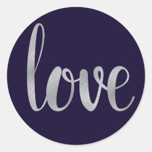 stickers d'amour marine et argent, police de feuil