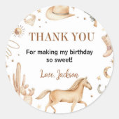 Stickers d'anniversaire Boho First Rodeo Étiquette (Devant)