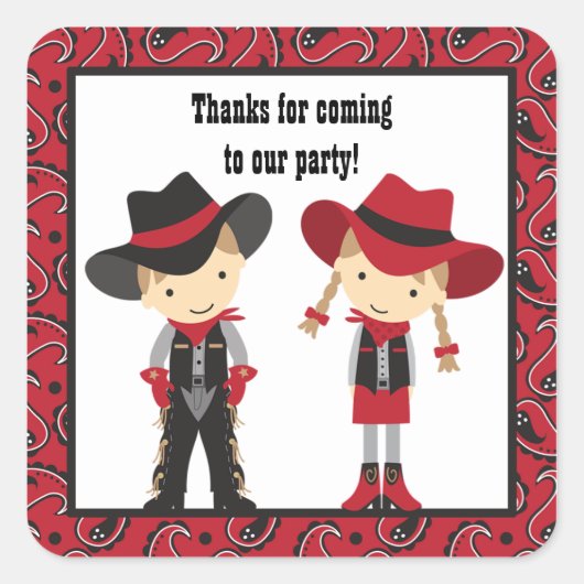 Stickers d'anniversaire Cowboy et Cowgirl (Devant)