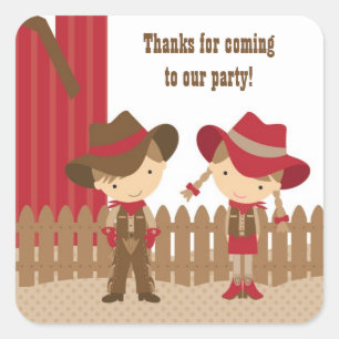 Stickers d'anniversaire Cowboy et Cowgirl