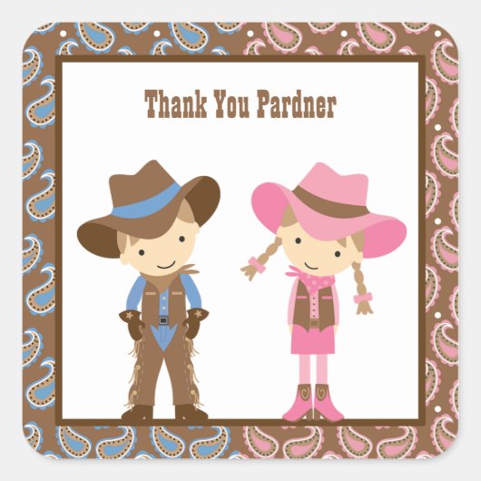 Stickers d'anniversaire Cowboy et Cowgirl (Devant)