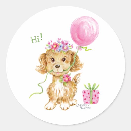 Stickers d'anniversaire de Chien Chien Fleur (Devant)