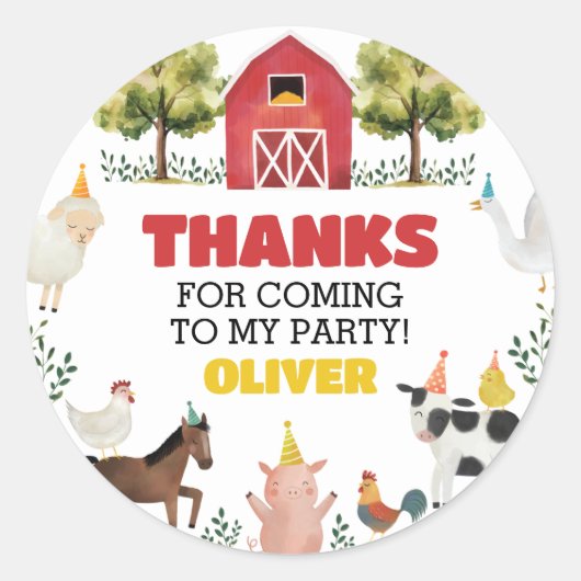 Stickers d'anniversaire de ferme (Devant)