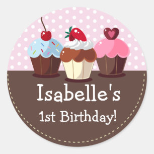 Stickers d'anniversaire de Girls Cupcakes