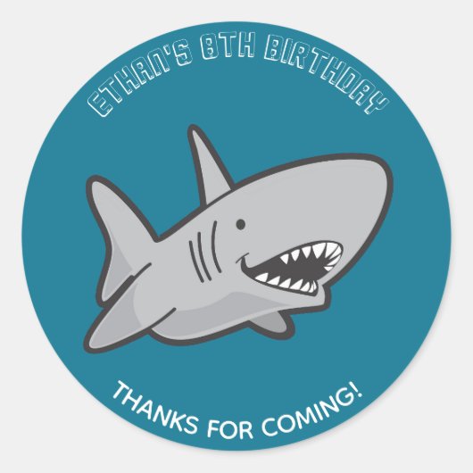 Stickers d'anniversaire de la fête du requin de pi (Devant)