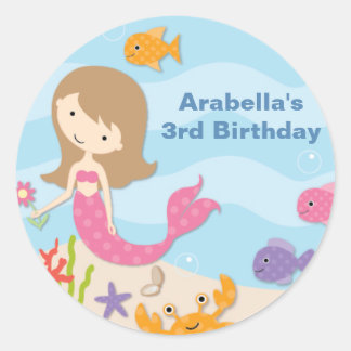 Stickers d'anniversaire de la sirène douce