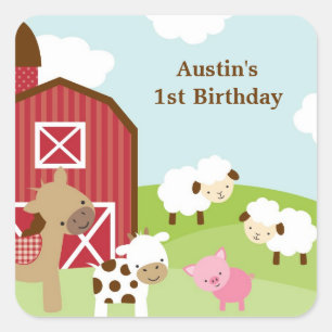 Stickers d'anniversaire des animaux de ferme