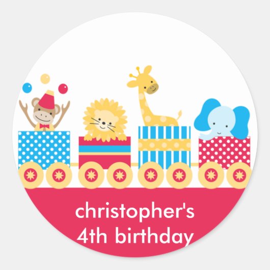 Stickers d'anniversaire du train Animal Circus (Devant)