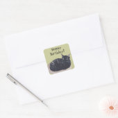 Stickers d'anniversaire joyeuse Chat Tortoise repo (Enveloppe)