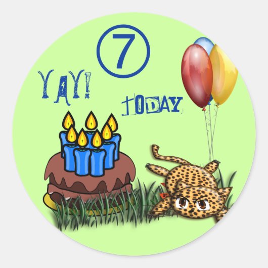 Stickers d'anniversaire léopard de 7 ans ultra mig (Devant)