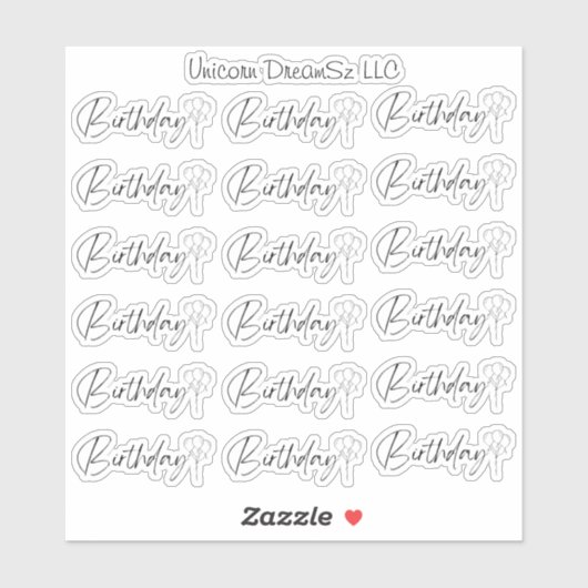 Stickers d'anniversaire noir et blanc (Feuille)