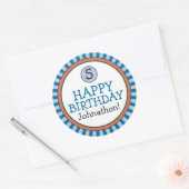 Stickers d'anniversaire personnalisés - Bleu et or (Enveloppe)