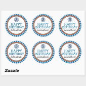 Stickers d'anniversaire personnalisés - Bleu et or (Feuille)