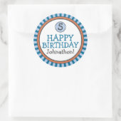 Stickers d'anniversaire personnalisés - Bleu et or (Sac)