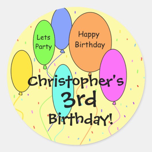 Stickers d'anniversaire pour enfants (Devant)