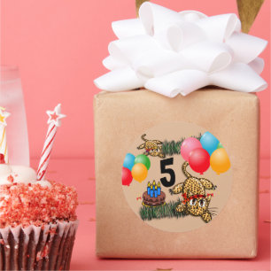Stickers d'anniversaire Ultra mignon Leopard Safar