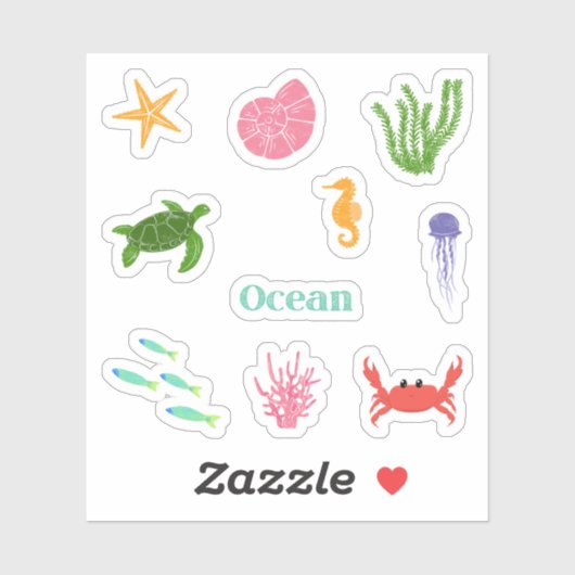Stickers dans l'océan (Feuille)