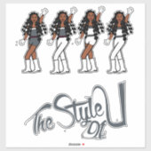 Stickers Danseuse Tresses à bulles Gris/Blanc (Feuille)