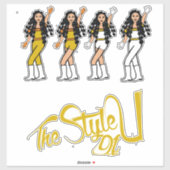 Stickers Danseuse Tresses à bulles Jaune/Blanc (Feuille)