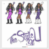 Stickers Danseuse Tresses à bulles violet/blanc (Feuille)