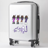 Stickers Danseuse Tresses à bulles violet/blanc (Sur valise)