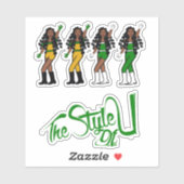 Stickers Danseuse Tresses Bulles Vert/Jaune (Feuille)