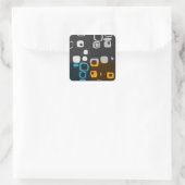 Stickers d'art Abstrait bleu, orange, gris rétro (Sac)
