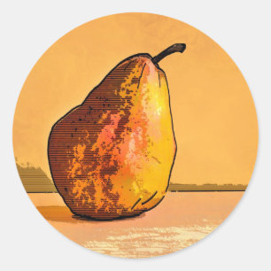 Stickers d'art de poire en aquarelle gravée