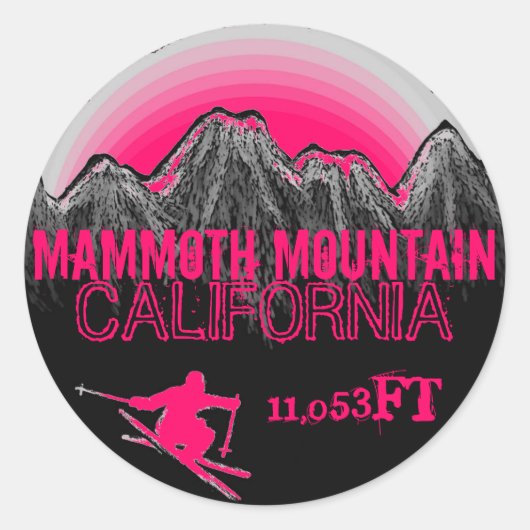 stickers d'art de ski rose Mammoth Mountain Califo (Devant)