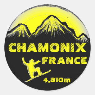 stickers d'art en snowboard jaune Chamonix France