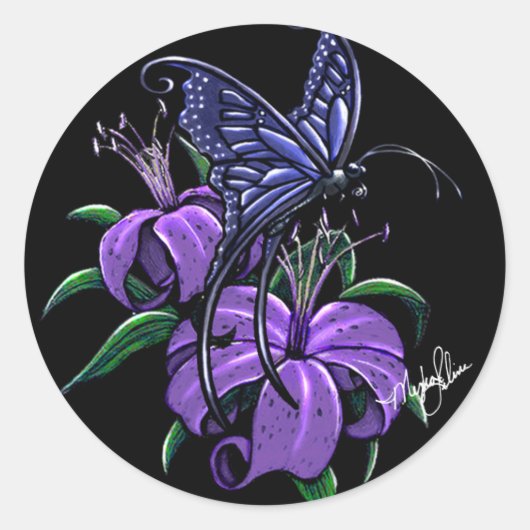 Stickers d'art Imaginaire violet Lillies Bleu Papi (Devant)