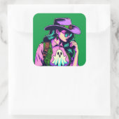 Stickers d'art Pop Cowgirl Ghost Halloween occiden (Sac)