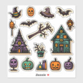 Stickers d'art populaire d'Halloween (Feuille)
