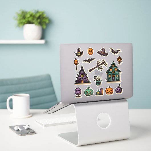 Stickers d'art populaire d'Halloween (Ordinateur portable sur le bureau)